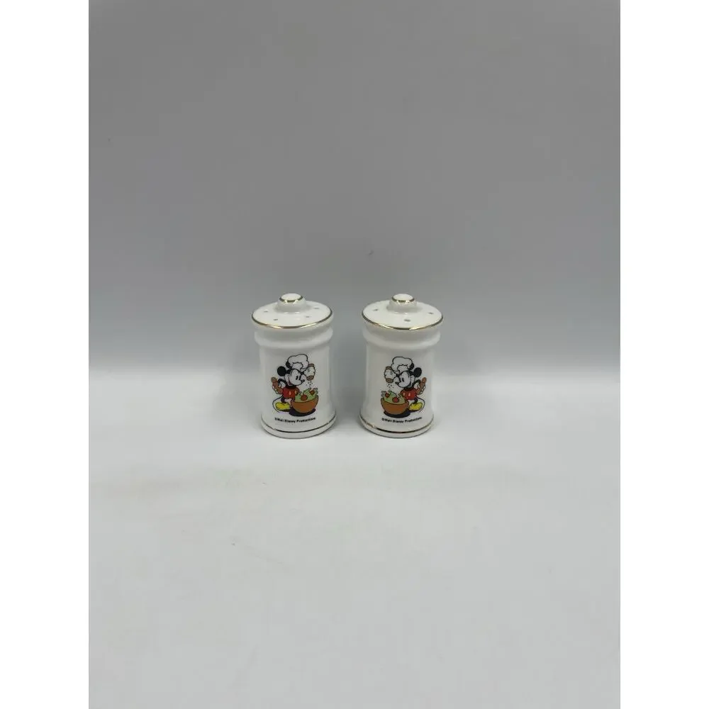 Vintage Walt Disney Productions Mickey Mouse Ceramic Salt & Pepper Shakers Japan - Picture 2 of 6